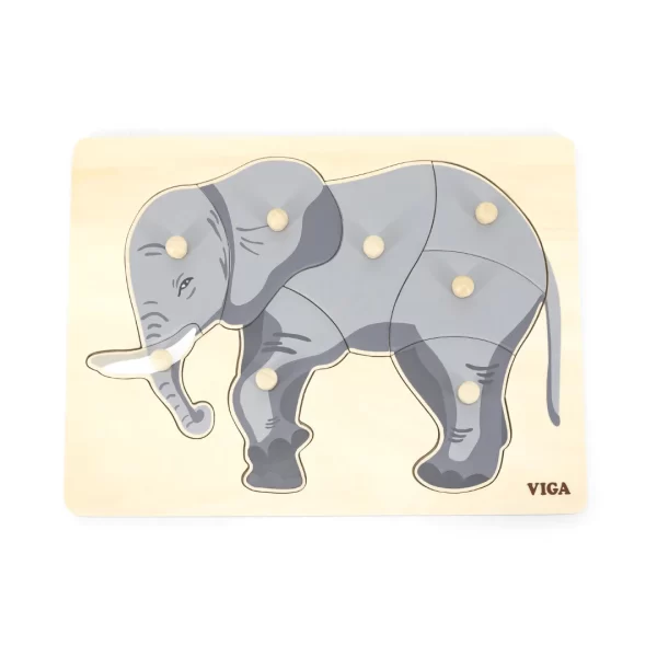 Piece together this Montessori Elephant Peg Puzzle!