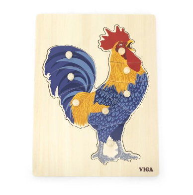 Piece together this Montessori Rooster Peg Puzzle!