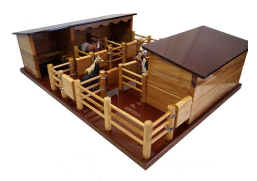 Run your farm with this 4 Horse Wooden Stables Playset!