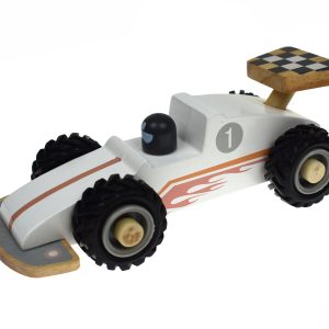 How fact can you race this White Wooden Race Car with Rubber Wheels?
