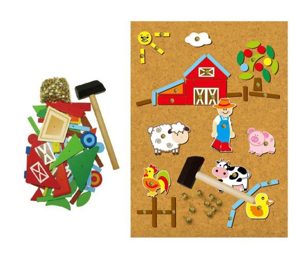 Tap and build a picture with the Wooden Farm Tap A Shape in Bookcase!
