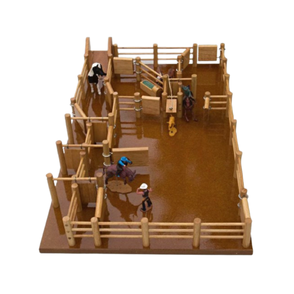 Relive a rodeo with this Wooden Rodeo Grounds Playset!